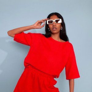 LF Markey Basic Towelling Top in red